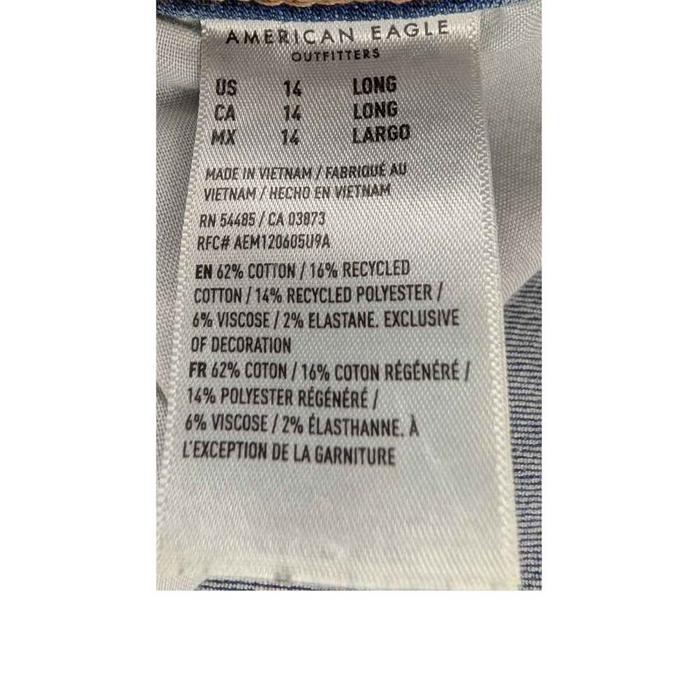 American Eagle High Waisted Distressed Skinny Jeans Womens 14 Light Wash - Picture 9 of 11
